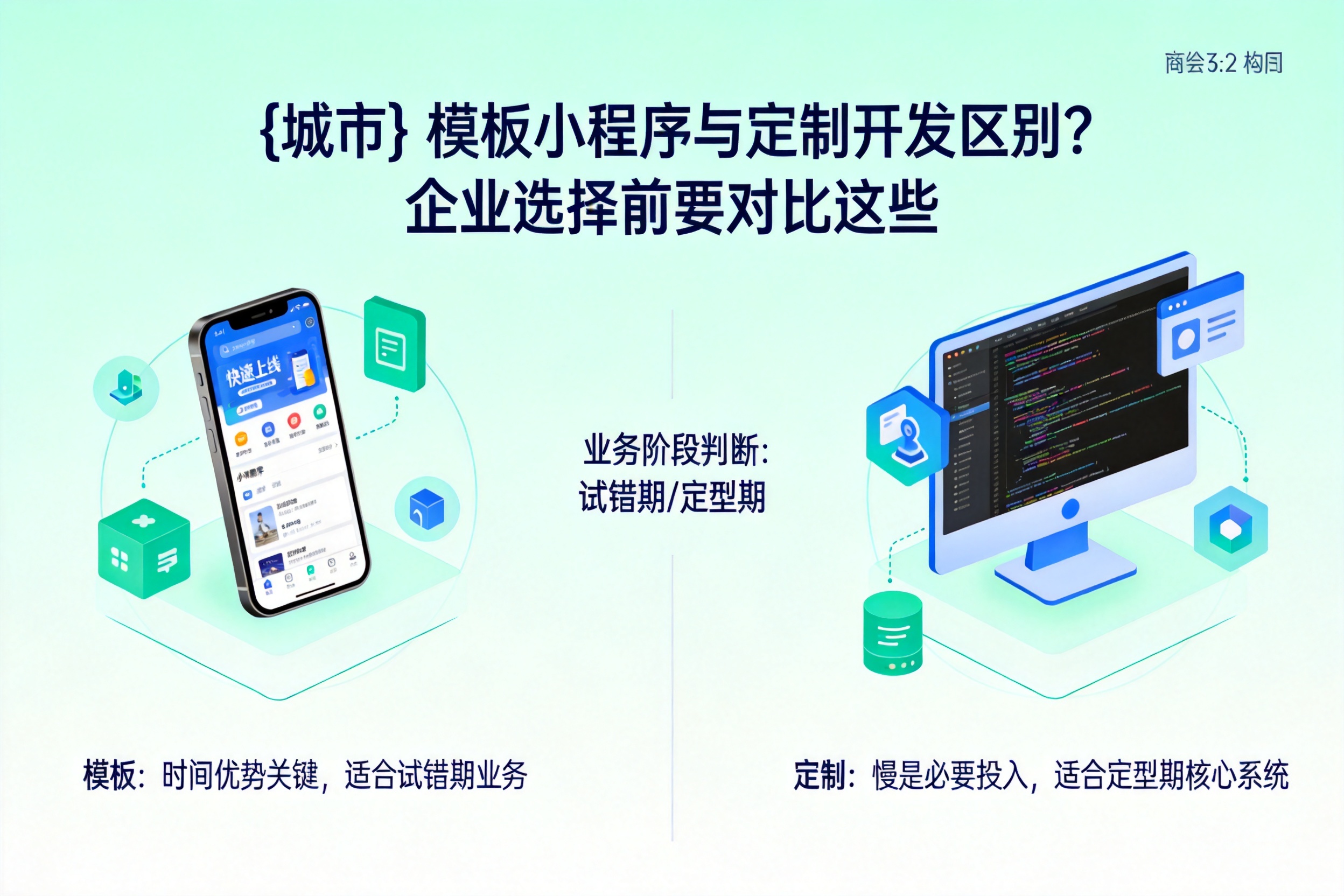 望都模板小程序与定制开发区别?企业选择前要对比这些
